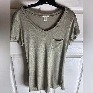 Sage Green V-Neck Pocket T-Shirt